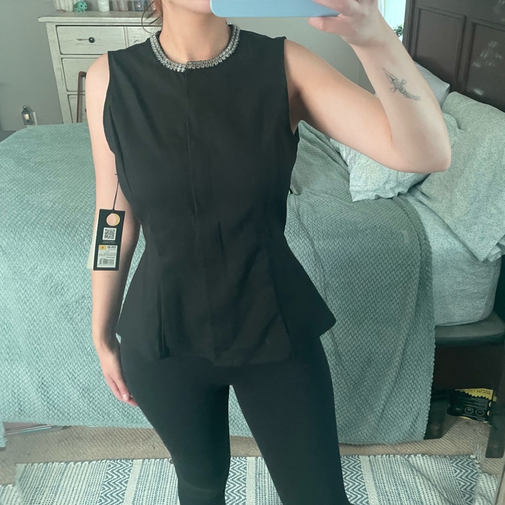 NWT 3.1 Phillip Lim X Target Sleeveless Peplum Top with beaded detail neck